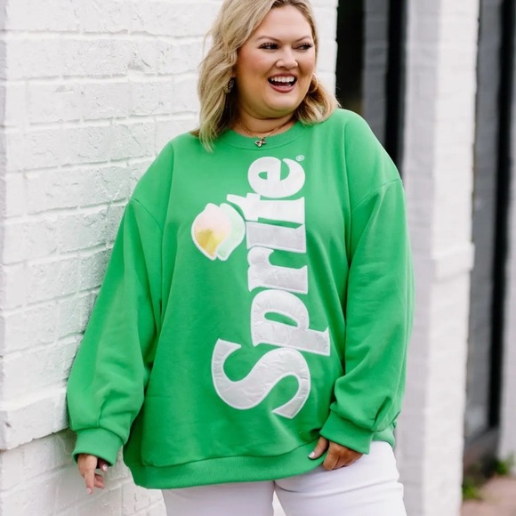 QUEEN OF SPARKLES Tops - QUEEN OF SPARKLES Bright Green Logo Sweatshirt sprite oversized large l new